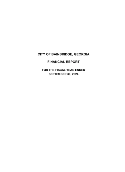 City of Bainbridge, Ga ACFR Cover