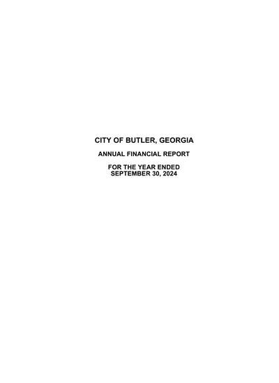 City of Butler ACFR Cover