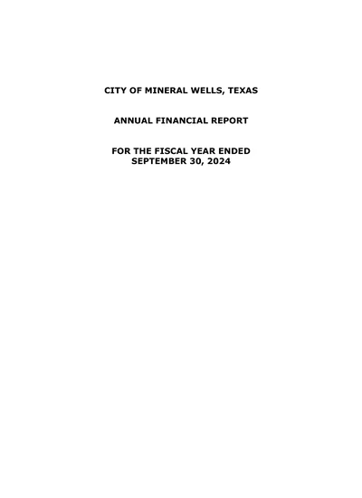 City of Mineral Wells, Texas ACFR Cover