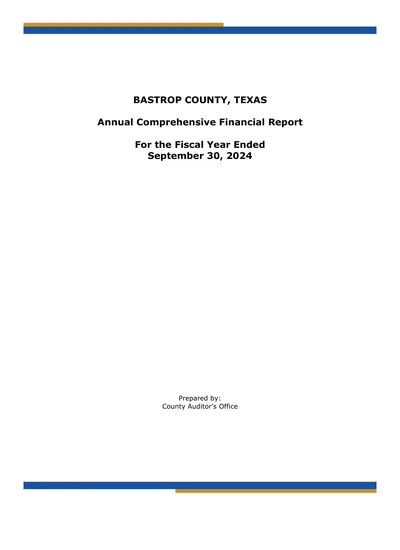 Bastrop County, Texas ACFR Cover