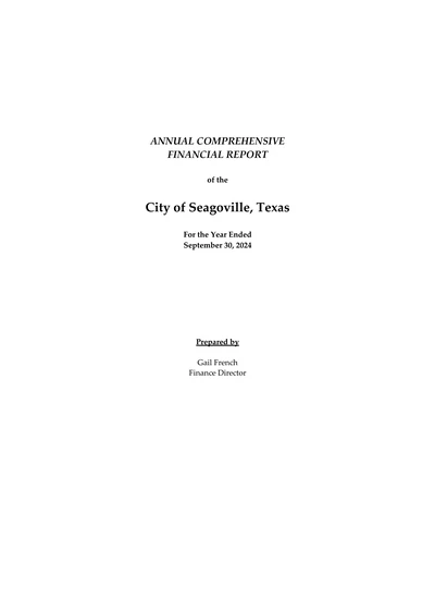 City of Seagoville ACFR Cover