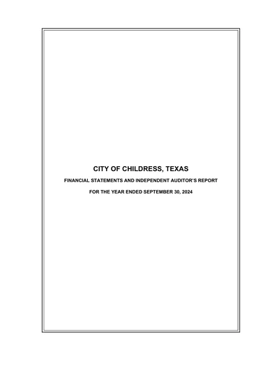 City of Childress ACFR Cover