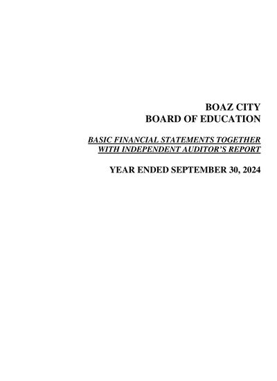 Boaz City Board of Education ACFR Cover
