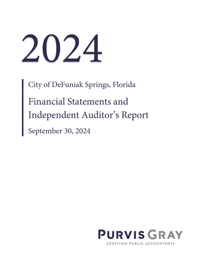 City of Defuniak Springs ACFR Cover