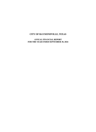 City of Raymondville, Tx ACFR Cover