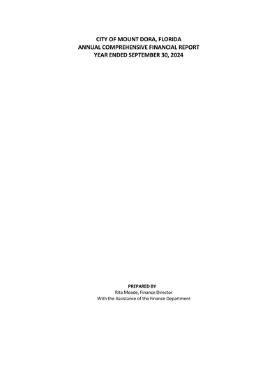 City of Mount Dora ACFR Cover