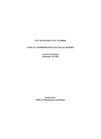 City of Haines City ACFR Cover