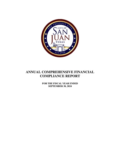 City of San Juan, Texas ACFR Cover