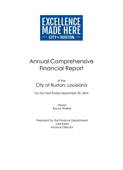 City of Ruston ACFR Cover