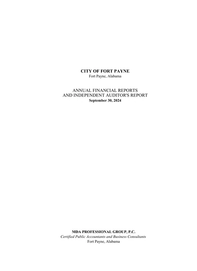 City of Fort Payne, Alabama ACFR Cover
