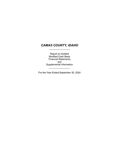Camas County ACFR Cover