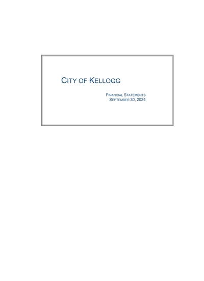City of Kellogg ACFR Cover