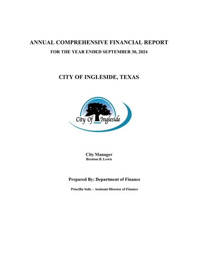 City of Ingleside, Texas ACFR Cover
