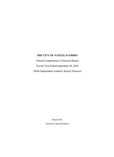 City of Naples ACFR Cover