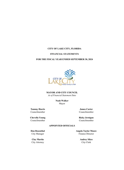 City of Lake City, Florida ACFR Cover