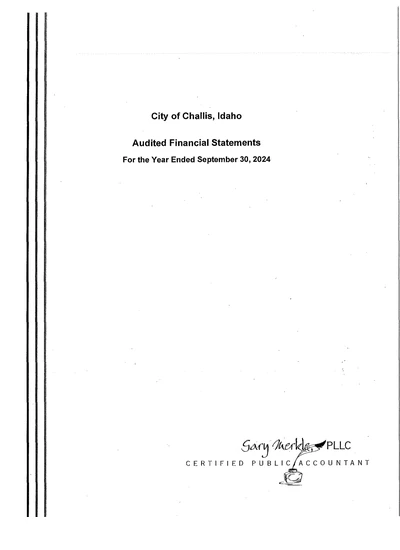 City of Challis ACFR Cover