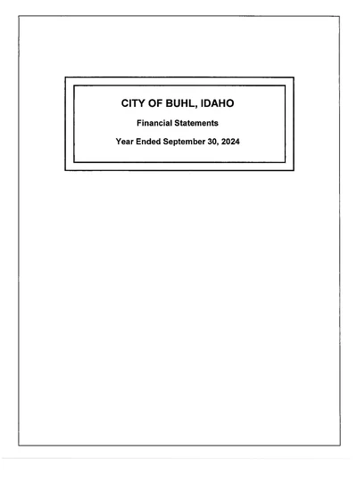 City of Buhl Idaho ACFR Cover