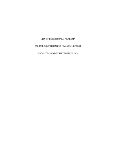 City of Robertsdale, Alabama ACFR Cover