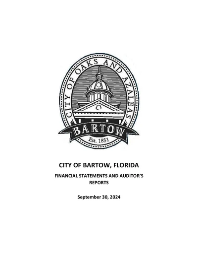 City of Bartow ACFR Cover