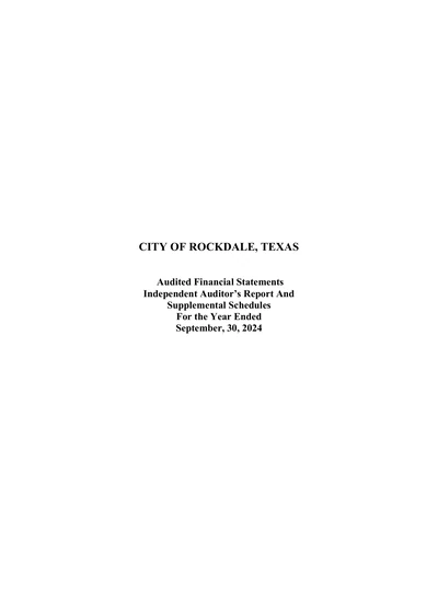 City of Rockdale ACFR Cover