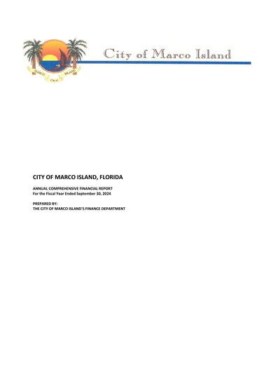 City of Marco Island, Florida ACFR Cover