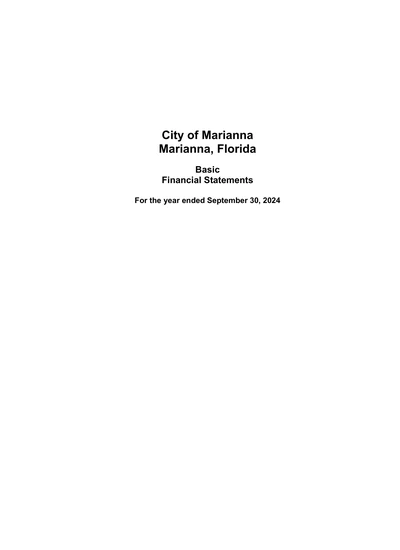 City of Marianna, Florida ACFR Cover