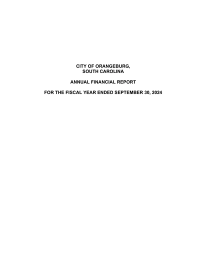 City of Orangeburg, South Carolina ACFR Cover