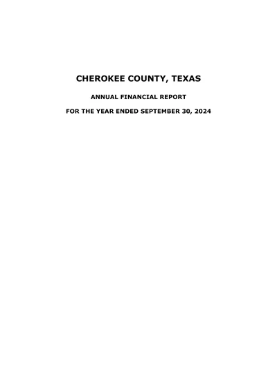 Cherokee County, Texas ACFR Cover