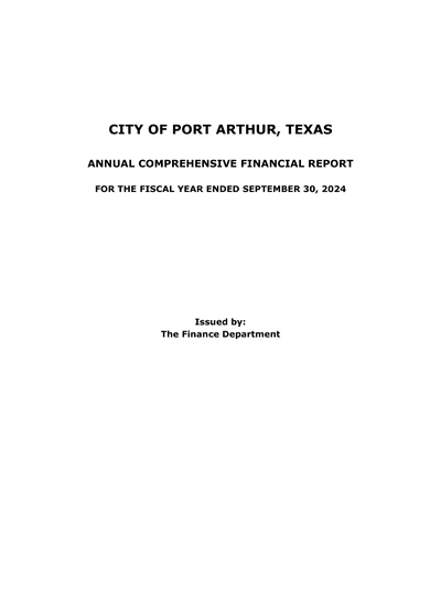 City of Port Arthur, Texas ACFR Cover