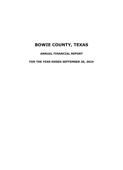 Bowie County, Texas ACFR Cover