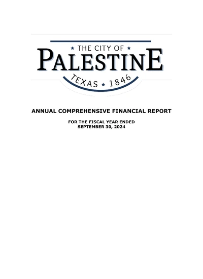 City of Palestine, Texas ACFR Cover