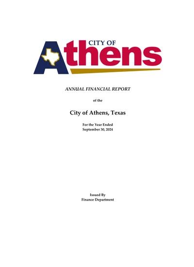 City of Athens, Texas ACFR Cover