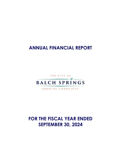 City of Balch Springs, Texas ACFR Cover