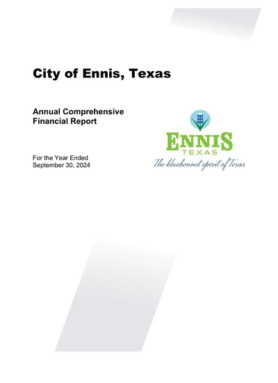 City of Ennis, Texas ACFR Cover