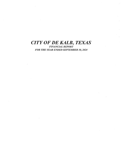 City of Dekalb, Texas ACFR Cover