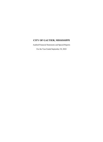 City of Gautier, Mississippi ACFR Cover