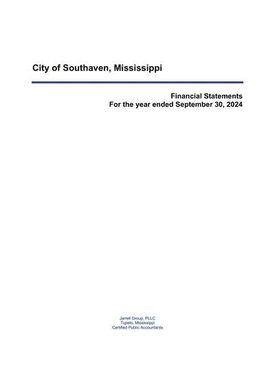 City of Southaven ACFR Cover
