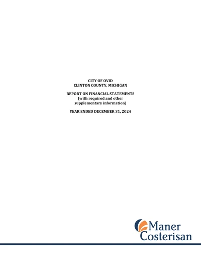 City of Ovid ACFR Cover