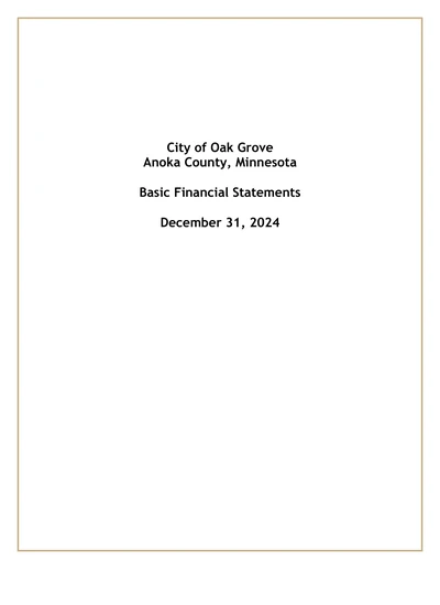 City of Oak Grove ACFR Cover