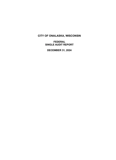 City of Onalaska ACFR Cover