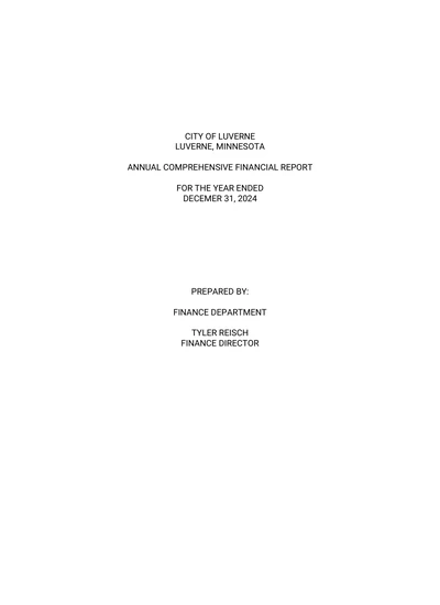 City of Luverne ACFR Cover