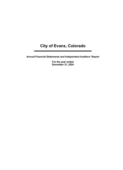 City of Evans ACFR Cover
