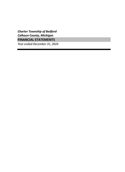 Bedford Charter Township ACFR Cover