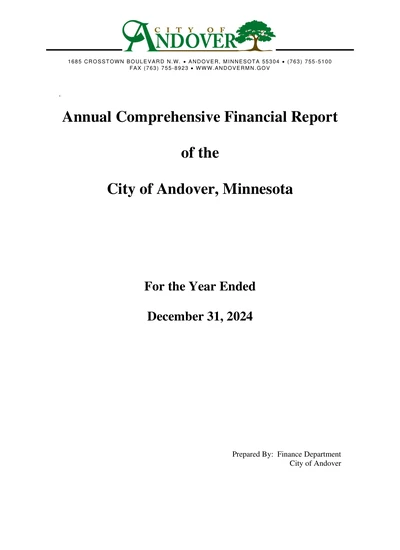 City of Andover ACFR Cover