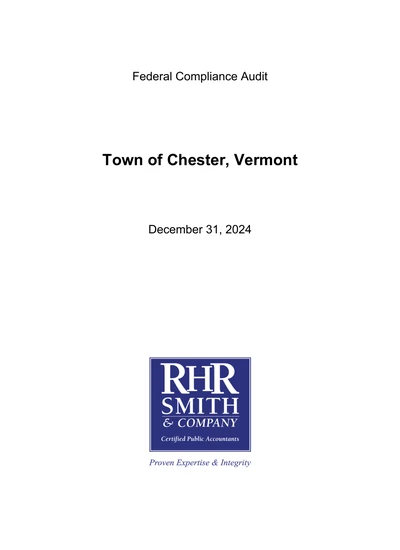 Chester, Town Of ACFR Cover