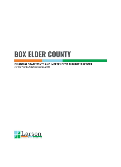 Box Elder County ACFR Cover