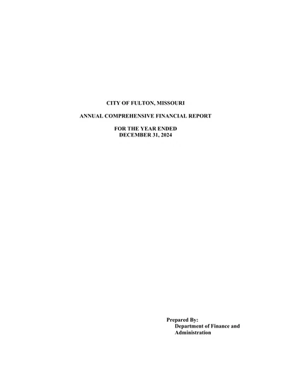 City of Fulton ACFR Cover