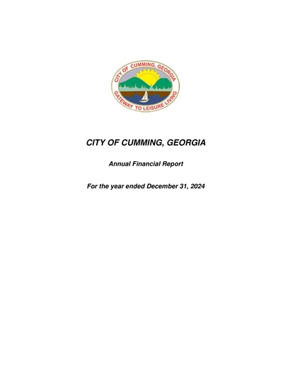 City of Cumming, Georgia ACFR Cover