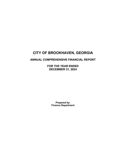City of Brookhaven ACFR Cover