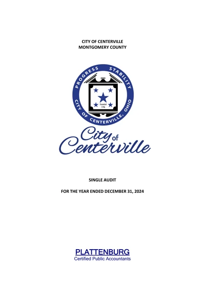 City of Centerville ACFR Cover